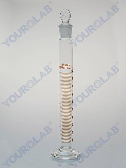 MEASURING CYLINDER with ground-in glass stopper,round base