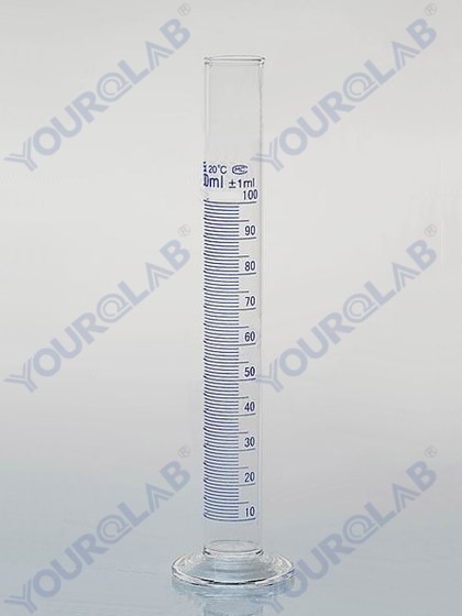 MEASURING CYLINDER with spout ,Round base , Blue scale