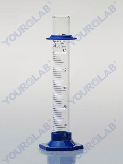 MEASURING CYLINDER with spout, plastic hexagonal base