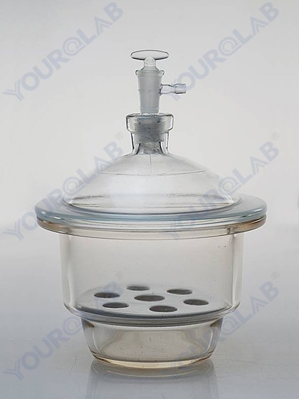 VACUUM DESICCATOR with ground-in stopcock and porcelain plate